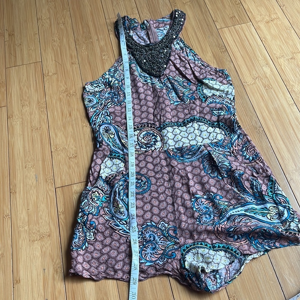 💗Matilda Paisley Print Romper Beaded Neckline - Picture 9 of 16
